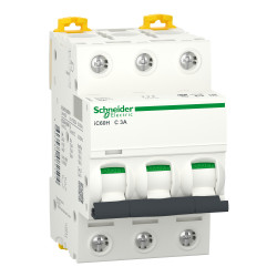 A9F84303 Schneider iC60H - Disjoncteur triphasé 3A - 3P - Courbe C - 10/70kA - Bornes à vis - Acti9 iC60
