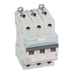 408085 Legrand DX3 - Disjoncteur triphasé 6A 3P D6 6000A/10kA - Courbe D - 400V - À vis - 3 modules