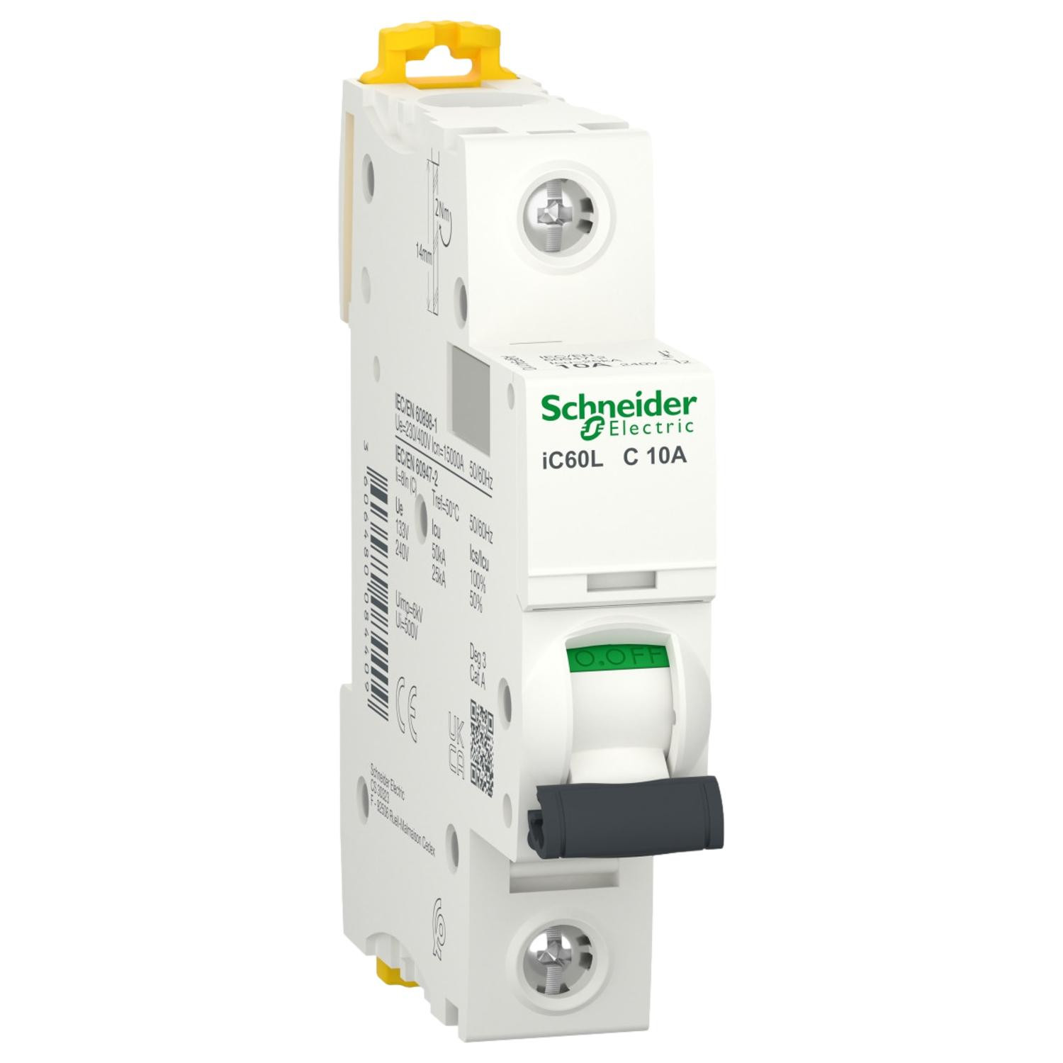 A9F74106 Schneider iC60N - Disjoncteur unipolaire 6A - 1P - Courbe C - 6/10kA - Bornes à vis - Acti9 iC60