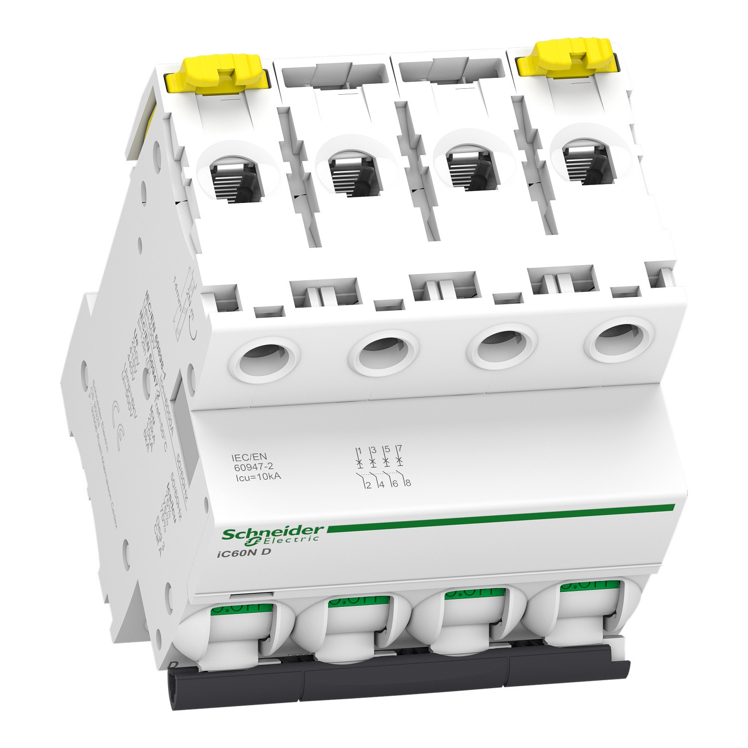 A9F75432 Schneider iC60N - Disjoncteur tétrapolaire 32A - 4P - Courbe D - 6/10kA - Bornes à vis - Acti9 iC60