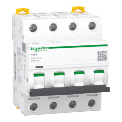 A9F94470 Schneider iC60L - Disjoncteur tétrapolaire 0,5A - 4P - Courbe C - 15/100kA - Bornes à vis - Acti9 iC60