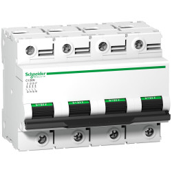 A9N18372 Schneider C120N - Disjoncteur tétrapolaire 80A - 4P - Courbe C - 10kA - Bornes à vis - 6 modules - Acti9 C120