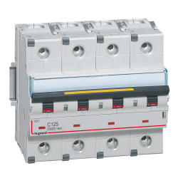 409364 Legrand DX3 - Disjoncteur tétrapolaire 125A 4P C125 10000A/16kA - 400V - Courbe C - À vis - 6 modules