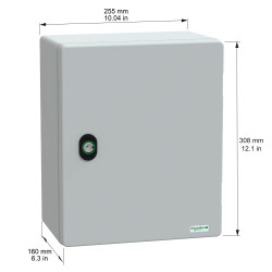 NSYPLM3025G Schneider - Coffret Thalassa PLM 308x250x160 - étanche IP66 - IK10 - Coffret polyester - RAL 7035 - PanelSet PLM