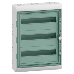 13436 Schneider - Coffret Kaedra 54 modules - 3 rangées de 18 modules - étanche IP65 - avec bornier de terre et serrure simple