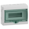 13444 Schneider - Coffret Kaedra 12 modules 1 rangée - étanche IP65 - Porte vitrée - Avec bornier de terre et serrure standard