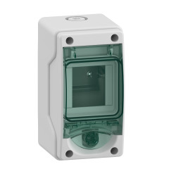 13975 Schneider - Mini coffret Kaedra 3 modules - étanche IP65 - sans bornier de terre - Porte transparente - Serrure standard