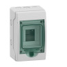 13976 Schneider - Coffret Kaedra 4 modules - étanche IP65 - sans bornier de terre - Porte transparente - Serrure standard
