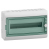 13982 Schneider - Coffret Kaedra 18 modules 1 rangée - étanche IP65 - Porte vitrée - Avec bornier de terre et serrure standard