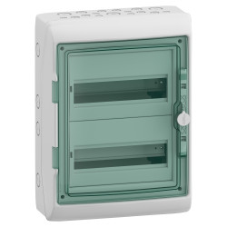 13983 Schneider - Coffret Kaedra 24 modules - 2 rangées de 12 modules - étanche IP65 - avec bornier de terre et serrure simple