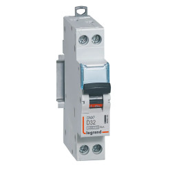 406805 Legrand DNX3 - Disjoncteur unipolaire + neutre 32A - 4,5/6kA - Courbe D - Vis/vis - 1 module - 230V