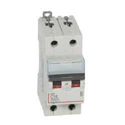 407800 Legrand DX3 - Disjoncteur bipolaire 16A 2P C16 6000A/10kA - 230V - Bornes à vis - 2 modules