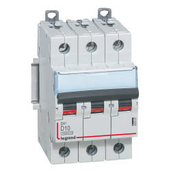 408087 Legrand DX3 - Disjoncteur triphasé 10A 3P D10 6000A/10kA - Courbe D - 400V - À vis - 3 modules