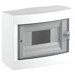 Coffret électrique 8 modules (1 rangée) Montage en saillie ECO avec porte transparente et bornier de terre