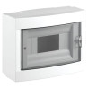 Coffret électrique 8 modules (1 rangée) Montage en saillie ECO avec porte transparente et bornier de terre