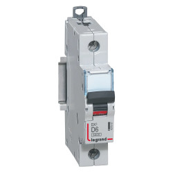 407967 Legrand DX3 - Disjoncteur unipolaire 6A 1P D6 6000A/10kA - Courbe D - 230V - À vis - 1 module