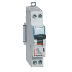 406774 Legrand DNX3 - Disjoncteur phase + neutre 1P+N C16 - 4500A/6kA - Vis/vis - Courbe C - 16A - 230V