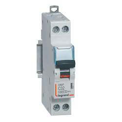 406777 Legrand DNX3 - Disjoncteur phase + neutre 1P+N C32 - 4500A/6kA - Vis/vis - Courbe C - 32A - 230V