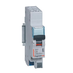 406781 Legrand DNX3 - Disjoncteur phase + neutre 1P+N C6 - 4500A/6kA - Bornes AUTO - Courbe C - 6A - 230V