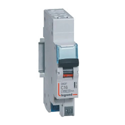 406783 Legrand DNX3 - Disjoncteur phase + neutre 1P+N C16 - 4500A/6kA - Bornes AUTO - Courbe C - 16A - 230V