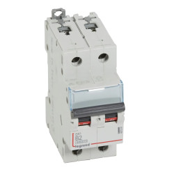 407503 Legrand DX3 - Disjoncteur bipolaire 2A 2P B2 6000A/10kA - Courbe B - 230V - À vis - 2 modules