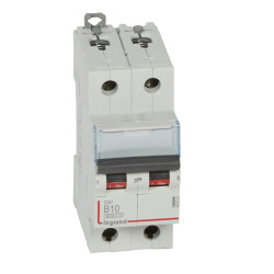 407507 Legrand DX3 - Disjoncteur bipolaire 10A 2P B10 6000A/10kA - Courbe B - 230V - À vis - 2 modules
