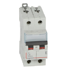 407796 Legrand DX3 - Disjoncteur bipolaire 6A 2P C6 6000A/10kA - 230V - Bornes à vis - 2 modules