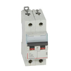 407804 Legrand DX3 - Disjoncteur bipolaire 40A 2P C40 6000A/10kA - 230V - Bornes à vis - 2 modules