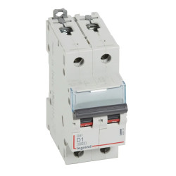 408023 Legrand DX3 - Disjoncteur bipolaire 1A 2P D1 6000A/10kA - Courbe D - 230V - À vis - 2 modules