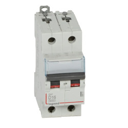 408031 Legrand DX3 - Disjoncteur bipolaire 16A 2P D16 6000A/10kA - Courbe D - 230V - À vis - 2 modules