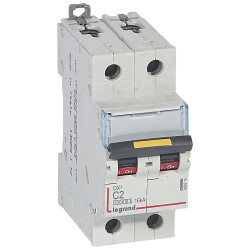 409214 Legrand DX3 - Disjoncteur bipolaire 2A 2P C2 10000A/16kA - 230V - Courbe C - À vis - 2 modules