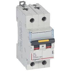 409215 Legrand DX3 - Disjoncteur bipolaire 3A 2P C3 10000A/16kA - 230V - Courbe C - À vis - 2 modules