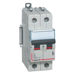 409217 Legrand DX3 - Disjoncteur bipolaire 6A 2P C6 10000A/16kA - 230V - Courbe C - À vis - 2 modules