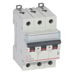 407851 Legrand DX3 - Disjoncteur triphasé 1A 3P C1 6000A/10kA - 400V - Bornes à vis - 3 modules