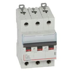 407860 Legrand DX3 - Disjoncteur triphasé 20A 3P C20 6000A/10kA - 400V - Bornes à vis - 3 modules