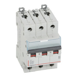 408093 Legrand DX3 - Disjoncteur triphasé 40A 3P D40 6000A/10kA - Courbe D - 400V - À vis - 3 modules