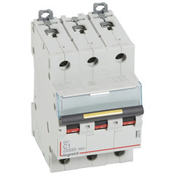 409265 Legrand DX3 - Disjoncteur triphasé 1A 3P C1 10000A/16kA - 400V - Courbe C - À vis - 3 modules
