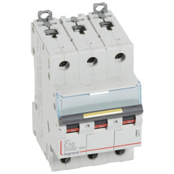409271 Legrand DX3 - Disjoncteur triphasé 10A 3P C10 10000A/16kA - 400V - Courbe C - À vis - 3 modules