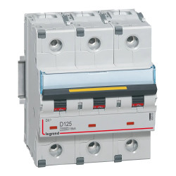 409508 Legrand DX3 - Disjoncteur triphasé 125A 3P D125 10000A/16kA - 400V - Courbe D - À vis - 4,5 modules