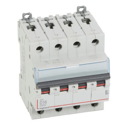 408147 Legrand DX3 - Disjoncteur tétrapolaire 16A 4P D16 6000A/10kA - Courbe D - 400V - À vis - 4 modules