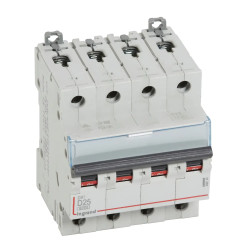 408149 Legrand DX3 - Disjoncteur tétrapolaire 25A 4P D25 6000A/10kA - Courbe D - 400V - À vis - 4 modules