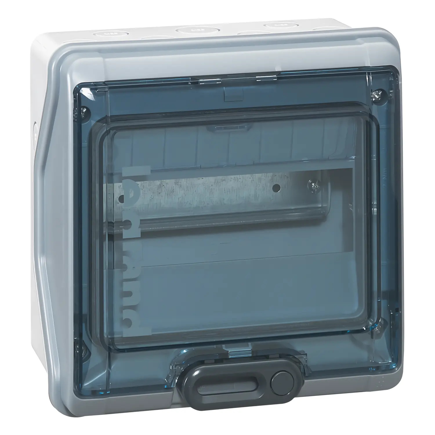 601998 Coffret étanche Legrand 8 modules Plexo - étanchéité IP65 - Porte vitrée - Fermeture standard - Sans bornier de terre