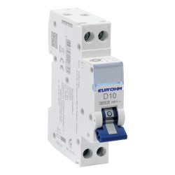 20211 Disjoncteur EurOhm unipolaire + neutre 10A - 1P+N - courbe D - 4,5kA - connexion Vis/vis - Certifié NF