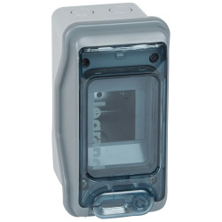 601932 Coffret étanche 2 modules Legrand Plexo 3 - étanche IP65 - Embouts à perforation - Porte vitrée - Sans bornier de terre
