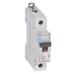407972 Legrand DX3 - Disjoncteur unipolaire 20A 1P D20 6000A/10kA - Courbe D - 230V - À vis - 1 module