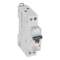 407733 Legrand DX3 - Disjoncteur unipolaire + neutre 0,5A - 6/10kA - Courbe C - Vis/vis - 1 module - 230V