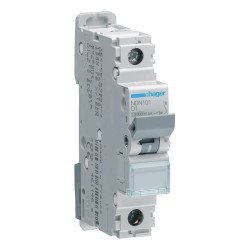 NDN101 - Disjoncteur Hager unipolaire 1A - 1P - 10/15kA - courbe D - Bornes à vis alignées - 1 module