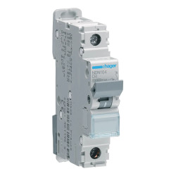 NDN104 - Disjoncteur Hager unipolaire 4A - 1P - 10/15kA - courbe D - Bornes à vis alignées - 1 module