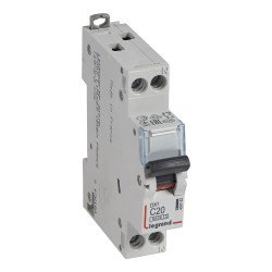407743 Legrand DX3 - Disjoncteur unipolaire + neutre 20A - 6/10kA - Courbe C - Vis/vis - 1 module - 230V