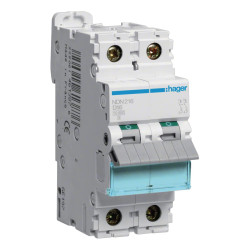NDN216 - Disjoncteur Hager bipolaire 16A - 2P - 10/15kA - courbe D - Bornes à vis alignées - 2 modules